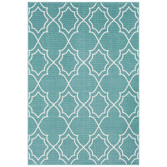Alfresco ALF-9653 Teal 8'9" x 12'9" Area Rug, Indoor/Outdoor
