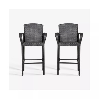Outdoor Wicker Bar Stools Set of 2