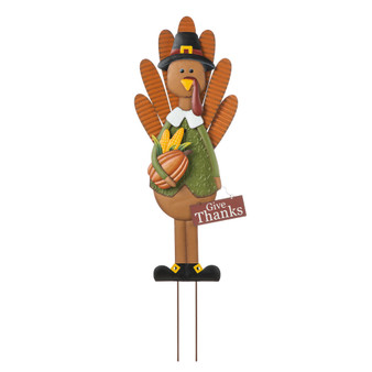 Thanksgiving Metal Turkey Yard Stake, Standing Decor or Hanging Decor, 36"