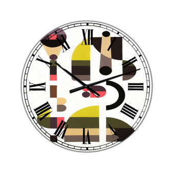 Circe Composition in Pink Green and Black I Large Mid-Century Wall Clock - 36" x 28" x 1"