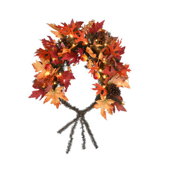 36" Maple Leaf Mailbox Swag with Battery Operated LED Lights