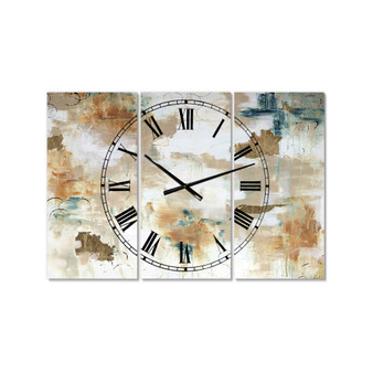 Gilded Daydreams Oversized Modern 3 Panels Wall Clock - 38" x 38" x 1"