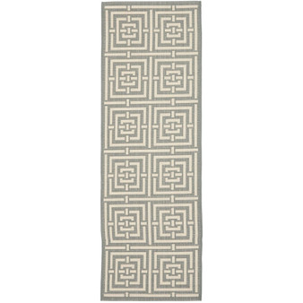 Courtyard Grey and Cream 2'3" x 6'7" Sisal Weave Runner Outdoor Area Rug