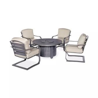 Marlough II 5-Pc. Round Fire Pit Chat Set, (1 Fire Pit & 4 C-Spring Chairs), Created for Macy's