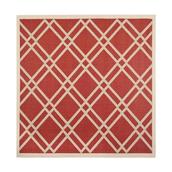 Courtyard Red and Bone 7'10" x 7'10" Sisal Weave Square Outdoor Area Rug