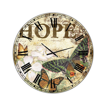 Inspirational Butterflies Hope Large Cottage Wall Clock - 36 x 36