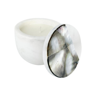Grey Mother of Pearl Lavender Marble Candle