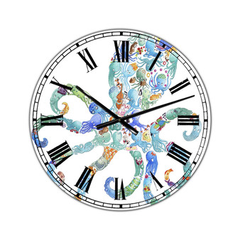 Octopus Made of Octopus Large Nautical & Coastal Wall Clock - 36" x 28" x 1"