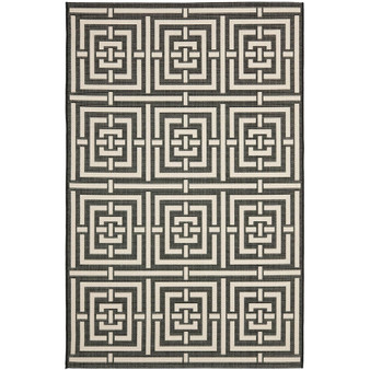 Courtyard Black and Bone 5'3" x 7'7" Outdoor Area Rug