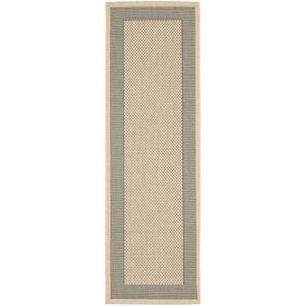 Courtyard Grey and Cream 2'4" x 12' Sisal Weave Runner Outdoor Area Rug