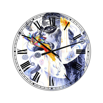 Urban Girl Watching Butterfly Oversized Modern Wall Clock - 36" x 28" x 1"