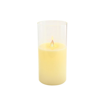 Lumabase 8" Battery Operated Realistic Flame LED Wax Candle in Glass Holder