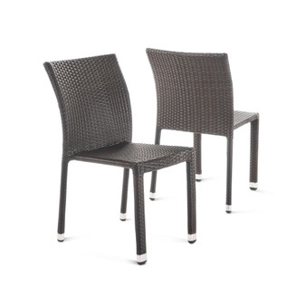 Dover Outdoor Armless Stack Chairs with Frame, Set of 2