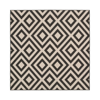 Alfresco ALF-9639 Black 7'3" Square Area Rug, Indoor/Outdoor