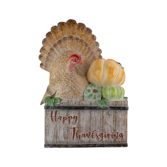 Turkey and Pumpkins 'Happy Thanksgiving Decoration, 20.25"