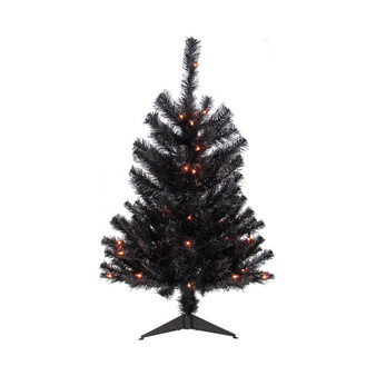 Pre-Lit Noble Spruce Artificial Halloween Tree Lights, 3'