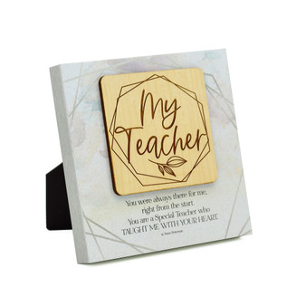 My Teacher Meadow Wood Plaque, 6" x 6"