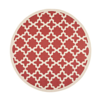 Courtyard Red and Bone 7'10" x 7'10" Sisal Weave Round Outdoor Area Rug