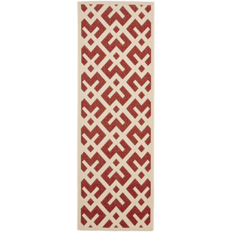 Courtyard Red and Bone 2'3" x 6'7" Runner Outdoor Area Rug