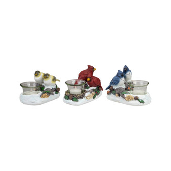 5.75" Christmas Birds Tabletop Decoration with Tea light Candle Holders, Set of 3