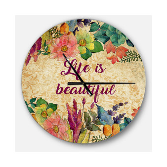Designart Oversized Quote Round Metal Wall Clock