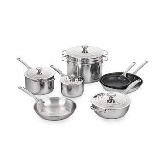 Mirror-Finish Stainless Steel 12-Pc. Cookware Set