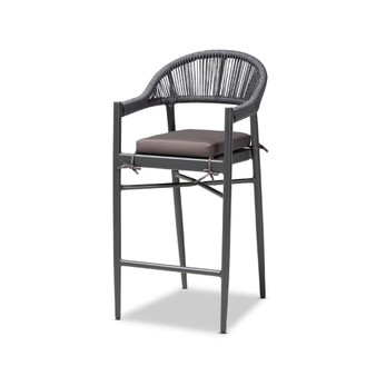 Wendell Modern and Contemporary Rope and Metal Outdoor Bar Stool