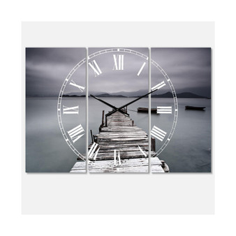 Beach 3 Panels Metal Wall Clock
