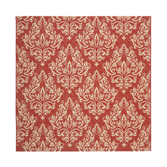 Courtyard Red and Creme 6'7" x 6'7" Square Outdoor Area Rug