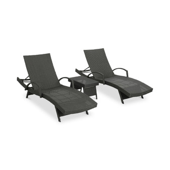 Brandon Outdoor Chaise Lounge & Side Table 3-Pc. Set