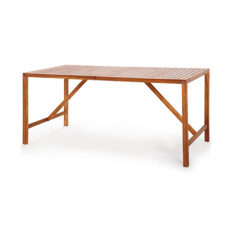 Patio Rectangle Acacia Wood Dining Table Spacious Slatted