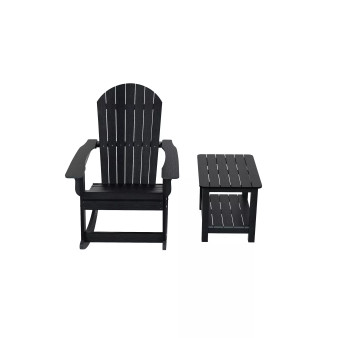 2-Piece Outdoor Patio Adirondack Rocking Chair with Side Table Set