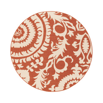 Alfresco ALF-9613 Rust 5'3" Round Area Rug, Indoor/Outdoor