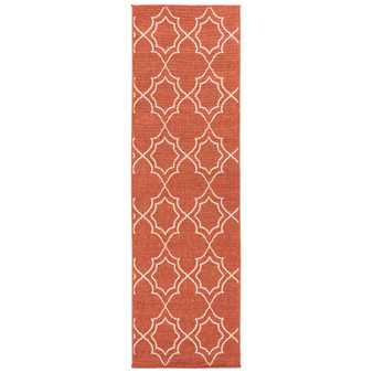 Alfresco ALF-9591 Rust 2'3" x 7'9" Runner Area Rug, Indoor/Outdoor