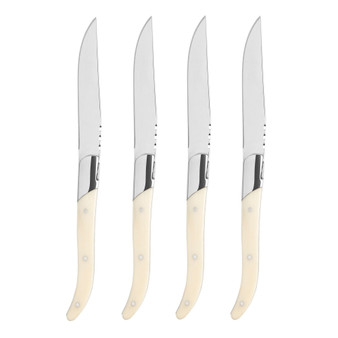 Stainless-Steel Laguiole Set of 4 Connoisseur Steak Knives with Handles