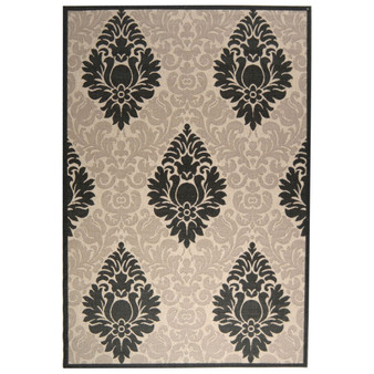 Courtyard Sand and Black 2' x 3'7" Sisal Weave Outdoor Area Rug
