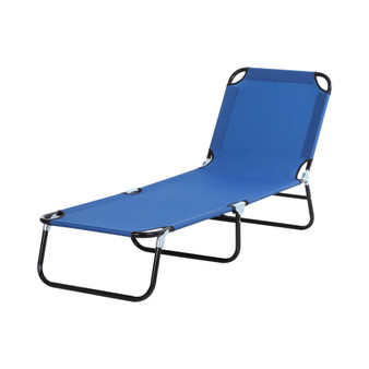 Portable Outdoor Sun Lounger, Lightweight Folding Chaise Lounge Chair w/ 5-Position Adjustable Backrest for Beach, Poolside and Patio, Blue