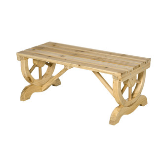 2-Person Garden Bench Outdoor Wagon Wheel Porch Bench for Backyard, Patio, Garden Natural