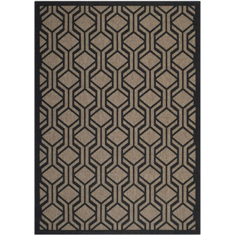 Courtyard Brown and Black 6'7" x 9'6" Sisal Weave Outdoor Area Rug