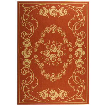Courtyard Terracotta and Natural 2'7" x 5' Sisal Weave Outdoor Area Rug