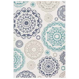 Alfresco ALF-9665 Teal 3' x 5'6" Area Rug, Indoor/Outdoor