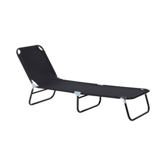 Portable Outdoor Sun Lounger, Lightweight Folding Chaise Lounge Chair w/ 5-Position Adjustable Backrest for Beach, Poolside and Patio, Black