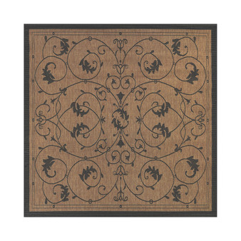 CLOSEOUT! Recife Veranda Machine-Washable Cocoa/Black 8'6" Square Indoor/Outdoor Area Rug