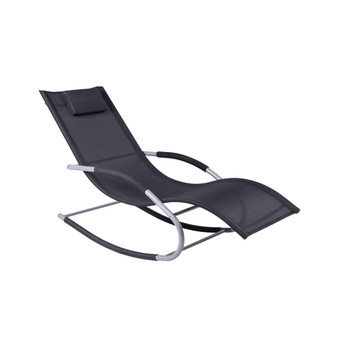 Zero Gravity Chaise Rocker Patio Lounge Chairs with Recliner w/ Detachable Pillow & Durable Weather-Fighting Fabric, Black