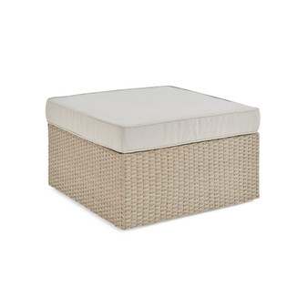 Canaan All-Weather Wicker Outdoor Square Ottoman with Cushion
