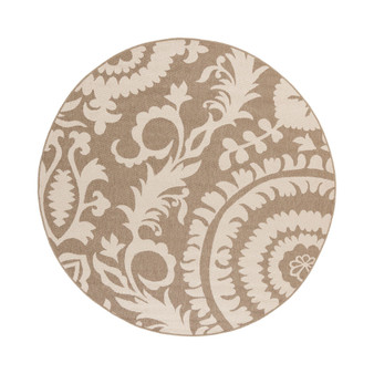 Alfresco ALF-9616 Camel 7'3" Round Area Rug, Indoor/Outdoor
