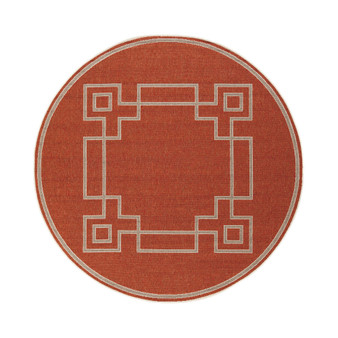 Alfresco ALF-9631 Rust 5'3" Round Area Rug, Indoor/Outdoor