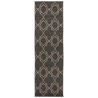 Alfresco ALF-9590 Black 2'3" x 11'9" Runner Area Rug, Indoor/Outdoor