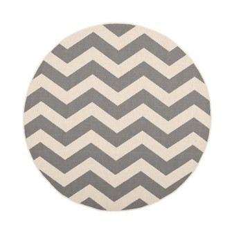 Courtyard Gray and Beige 4' x 4' Sisal Weave Round Outdoor Area Rug