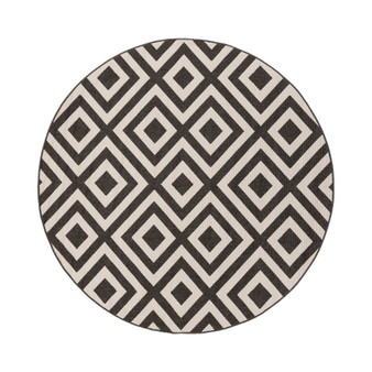 Alfresco ALF-9639 Black 5'3" Round Area Rug, Indoor/Outdoor